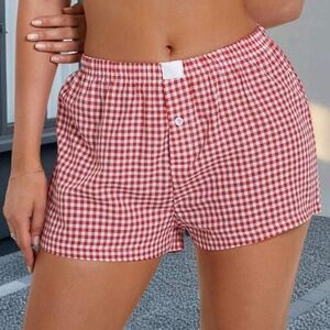 Y2K Gingham Plaid Pajama Shorts Elastic Waist Lounge Sleep Shorts XXL